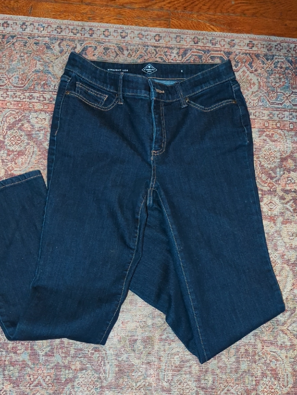 St. John's Bay Women's Straight Leg Jeans in Dark Blue Wash